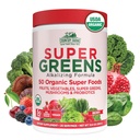 Ferme de ţară Ecologic Super Greens Berry Flavor, 50 Organic Super Foods, Packed with Fiber, USDA Organic Drink Mix, Fruits, Legume, Ciuperci & Probiotice, Suporturi Energie, 5g Fiber