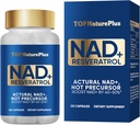 Suplimentul NAD+ 1000 mg Pure Organic, cel mai mare NAD+ Resveratrol Supliment Max Absorbție pentru energie și repararea ADN-ului, Defense imbatranire, Brain Function Support, 120 capsule