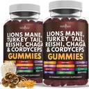 New Age Mushroom Lion's Mane Supplement Gummies - Complete supliment ciuperci pentru suport cognitiv și imun, cu Reishi, Cordyceps - 120 Conte