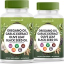 Ulei de oregano, extract de usturoi, frunze de masline, ulei de seminte negru, suport astragalus-Immune si supliment de sanatate digestiva pentru femei si barbati- 120 conte
