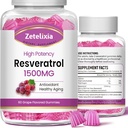 Sugar Resveratrol Gumries - supliment Resveratrol de înaltă puritate pentru antioxidant, imbatranire sanatoasa, piele, creier, Organic - 120 gume
