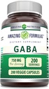 Amazing Formulas GABA 750mg Per Servire Capsule Veggie Supliment 