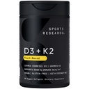 Cercetare sportivă Vitamina Vegan D3 + K2 Supliment cu ulei de cocos organic - 5000iu Vitamina D cu 100mcg Mk7 Vitamina K - Suporturi Calciu pentru Oase mai puternice și Sănătate Imunală - 30 Softgels pentru adulți