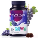 LIVS Supliment de fier pentru femei si barbati cu vitamina C, A, B3, B5, B6, B12, Biotin, Zinc & Folate 