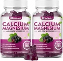Zinc de calciu de magneziu cu vitamina D3 Supliment, Gume de calciu fără zahăr pentru bărbați, Gume de zinc de înaltă absorbție pentru Bone & Muscle & Immune Health, aroma Vegan Elderberry - 120 Conte