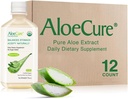AloeCure USDA Organic Aloe Vera Juice Made Within 12 Hrs of Harvest - Pure Aloe Juice Natural Digestive Supplement to Support Digestion, Immune System and Echilibred Stomac Acidity, 12 x 500ml Sticle