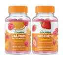 Calciu de viață cu vitamina D + probiotic 2 miliarde CFU, Gummie Bundle - mare degustare, supliment de vitamine, gluten gratuit, OMG gratuit, masticabil