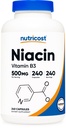 Nutricost Niacin (Vitamina B3) 500 mg, 240 capsule - cu Flushing, Non-GMO, Gluten Free