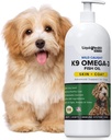 Sanatate lichida Animale de companie K9 Omega 3 ulei de pește pentru câini - lichid Omega 3 Supliment pentru animale de companie cu EPA + DPA + DHA - Reduceți mâncărimi și vărsare, Articulații de sprijin, Imunitate, Brain & Heart Health - Statele Unite ale Americii Made (16 oz)