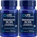 Extensie de viaţă Melatonin IR/XR, 1,5 mg, Formula imediată şi extinsă pentru suport optim de somn, Rhythms sănătos circadian, Cellular Defense, Gluten-Free, non-GMO, 2 X 60 Capsule