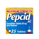 Pepcid AC Concentraţia maximă comprimate de eliberare a arsurilor în capul pieptului, medicament OTC Preveneşte arsurile şi refluxul de acid datorită indigestiei acide, 20 mg Reductor de acid famotidină, Acţionare rapidă, 25 ct
