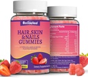 2 Pack Piele de păr și unghii Gummie cu vitamine de colagen Biotin pentru femei - Suport păr sănătos, piele și unghii - 120 conte
