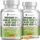 JB Wellness Oregano ulei, extract de usturoi, frunze de măsline, cu Astragalus - Immune Support & Digestive Health Supplement for Women and Men - 120 Count