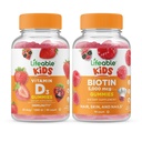 Vitamina D Lifeable Copii + Biotin Copii, Gume Bundle - mare Tasting, Supliment de vitamine, Gluten gratuit, OMG gratuit, Gummy masticabil