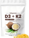 Naturespeak Vitamina D3 K2 10000 UI, 2-in-1 Softgels ulei de cocos cu 10000 UI VIT D3 + 200 MCG Vitamina K2 pentru oase, Imun și suport cardiac 