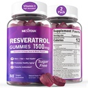 Suplimentul Resveratrol 1500mg - Gumiile Resveratrol Supports NAD+, NMN & NMNH Synergy, cu Querbetin, Seminte de struguri, Acai Berries extracte pentru antioxidant, Aging sănătos & longevitate, Piele, Brain - 2Pcs