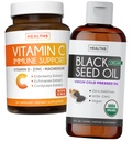 Bundle of Black Seed Oil Liquid & Vitamina C - Imunity Fusion Booster Pack - Organic Black Seed Seed Oil Liquid (8fl oz) Premium C-Pressed Nigella Sativa & Vitamin C Immune Support (Non-GMO)(60 Capsule)
