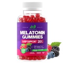 Melatonina 20mg Gummies (120 Count) - Rezistenta maxima Suport de somn pentru adulti cu 10mg de Melatonina Per Gummy - Gluten-Free, Non-GMO, Vegetarian, Great Tasting mixt aroma Berry - 60 Serviri