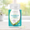 Vitamina D350,000 UI capsule 125mcg - 120 Suplimente organice săptămânale, Pastile fără gluten non-GMO, pentru oase puternice, dinţi, suport imunitar - Made in USA