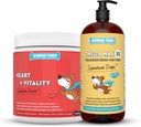 Wonder PAWS Heart + Vitality Superhero Chews Plus Omega Max Fish Oil - pentru câini Heart Health, Skin and Joint Care & Immune Support - Heart + Vitality 90 Chews - Omega Max 16 Ounces