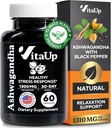 Capsulele Ashwagandha 1310mg cu Pepper negru - Statele Unite ale Americii Made Ashwagandha Suplimente pentru Suport Relaxare, Funcţie Cognitivă Normală şi Niveluri Echilibrate Energetice 