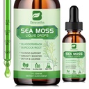 Sea Moss Picături lichide - Organic Irish Sea Moss Gel cu Spirulina, Bladderwrack, Brodock Root, Seamoss Gel Supliment pentru comun, Detox Cleanse & Digestion Support - 2 Fl Oz, Vegan