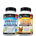 Putere triplă Omega 3 Softgels ulei de pește (2 lună de aprovizionare) Plus Curcumin Turmeric cu extract de ardei negru 1500mg Complex (2 lună de aprovizionare)
