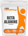 BulkSupplements.com Beta Alanine Powder - Beta-Alanină Supliment, Pre-Workout Supliment - Fără aromă & Gluten gratuit, 3g per Serving, 250g (8,8 oz) (Pachet de 1)
