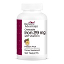 Avantaj baritric Fier masticabil 29 mg - pentru pacienţii cu chirurgie bariatrică - Fier cu vitamina C - Nu are gust de fier - Furarat feros şi supliment de fier carbonil - Fructe de pasiune - 180 Conte