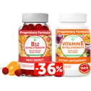 Lunakai Vitamina B12 și vitamina E Gummies Bundle - 3000 mcg Gumies pentru adulți Suport energetic și sănătatea osoasă - 250 mg 1000 ui Natural VIT E Plus C Suplimente