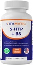 Vitamatic 5-HTP 200mg cu B6 5mg Per Serving - 240 Capsule vegetariene (5-Hidroxitriptofan) - (Extract de semințe Griffonia Simplicifolia)