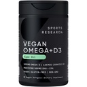 Cercetare sportivă Vegan Omega-3 cu vitamina D3 Softgels - 1020mg Omega-3 & 5000iu D3 Supliment - Ulei de pește Alternative cu vitamina D de bază de plante de ulei de alge - 60 Veggie Softgels pentru adulți