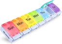Auvon Săptămânal Pill Organizator Artrită Friendly, BPA gratuit de călătorie 7 zile cutie de pastile cu design deschis de primăvară și Compartimentare mare pentru a deține vitamine, Cod ulei de ficat, Suplimente și medicamente