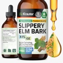 BIO KRAUTER Slippery Elm Bark Tincture - ulm pur alunecos pentru femei și bărbați - 4 Fl.Oz. 56 zile de aprovizionare - Suport pentru gât și voce - Picături lichide Vegane pentru plămâni - Respirație și Digestive Health