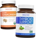 Bundle de suport tiroidian & Ashwagandha - Revive & Thrive Pack - Suport tiroidian cu iod (non-GMO) Îmbunătățește energia și organic Ashwagandha cu 1350mg Ashwaganda Root Powder Per Serve