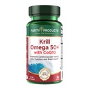 Krill Omega 50 Plus w/ CoQ10 de la produse de puritate - 1300mg ulei de Krill și ulei de pește - 100mg CoQ10 - 500mg natural Astexanthin - Suport pentru comun, Brain Health și mai mult - 60 Mini Softgels