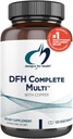 Design-uri pentru sănătate DFH Complete Multi cu cupru - Multi Vitamină cuprinzătoare + Supliment mineral cu Folat, 1000 UI vitamina D, Vitamine de sprijin imun - Multivitamine cu nr de fier (120 capsule)
