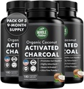 Capsule de nucă de cocos activate Charcoal, 180 capsule de cărbune, albirea dinților, ajută la constipație, balonare, stomac gaz, arsuri la stomac, Pure Coconut Derived Supliment (3)
