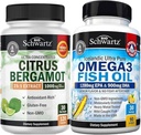 Puterea triplă Omega 3 Softgels ulei de pește (1 lună de aprovizionare) Plus 1000 mg Citrus Bergamot Supliment (1 lună de aprovizionare)