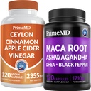 5-in-1 Ceylon Cinnamon w Apple Cidru Otegar, Turmeric, & Ginseng Root (120ct) & 6-in-1 Maca Root Ashwagandha w DHEA & Black Pepper Fruit (120ct) Bundle - Energie, Mood, & Imunum Supplement