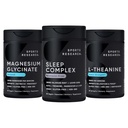 Cercetare sportivă Dublă Putere L-Theanin Supliment Softgels pentru focalizare & relaxare, Magneziu Glicinat pentru somn odihnitor & Procese Enzymatice + Complex de somn Melatonin-Free Vegan Capsule