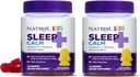 Natrol Kids Sleep+ Calm, Melatonin și L-Theanin, Gumies de ajutor pentru somn cu Blends botancial, 100% Drug-Free, 60 Count (Pachet de 2)