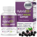 HibrideB Sambucus Elderberry Immune Support with Vitamina C, Zinc, Vitamina D3 - Antioxidant & Imunitate Supliment, 1 lună de aprovizionare - 9 in 1 Black Elderberry Kids and Adulți - 60 capsule