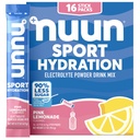 Nuun Sport Electrolit Pachete de pulbere cu magneziu, calciu, potasiu, clor și sodiu, Pachete de Hidratare pentru On-the-Go, Aroma de limonadă roz, Gluten gratuit & Vegan, 16 Serviri simple
