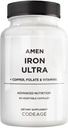 Amen Fier Ultra Supliment + Cupru, Folat, vitamina C și B12-2-Month Supply - Ferosulfate Vitamina de Fier - 65mg Per Servire - Acid folic - non-GMO pastile - 60 capsule