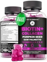 Pielea de păr și unghii 10000mcg Gume și gume de colagen - Vitamine de biotină pentru creșterea părului ulei de dovleac, Extract de Palmetto și vitamine Saw A B6 C D E - Suplimente Biotina și Colagen