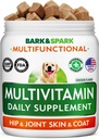 BARK&SPARK caine vitamine si suplimente - Multivitamine tratate masticabile pentru câini - Glucosamină Chondroitin pentru suport comun + Omega pentru piele si haina + Probiotice - Multi Vitamina pentru animale de companie de sănătate - 120Ct