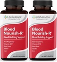 LifeSeasons Blood Nourish-R - Supliment de fier - Necontaminare - Suportă anemie, oboseală, paloare și amețeală - Clădirea sângelui - Fier, Alfalfa, Zmeură și vitamina B-12-60 Capsule (Pachet de 2)