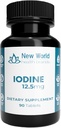 New World Health Brands 12,5 mg Iod comprimate - 90 comprimate - Essential Trace Minerale pentru crestere, functie tiroidiana si metabolica - Usor de inghitit, potenta mare, Absorbtie rapida