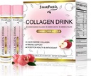 GREENPEOPLE Colagen lichid pentru femei și bărbați, Colagen de pește Peptide + Acid hialuronic + vitamina Bs & C, cuie de păr Articulații Suport oase (0,85 fl oz, 10 sticle, Apple)